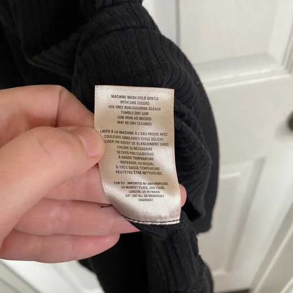 ANTHROPOLOGIE Black Ribbed Kingsolver Sleeveless Midi Dress Size Small - Picture 9 of 9